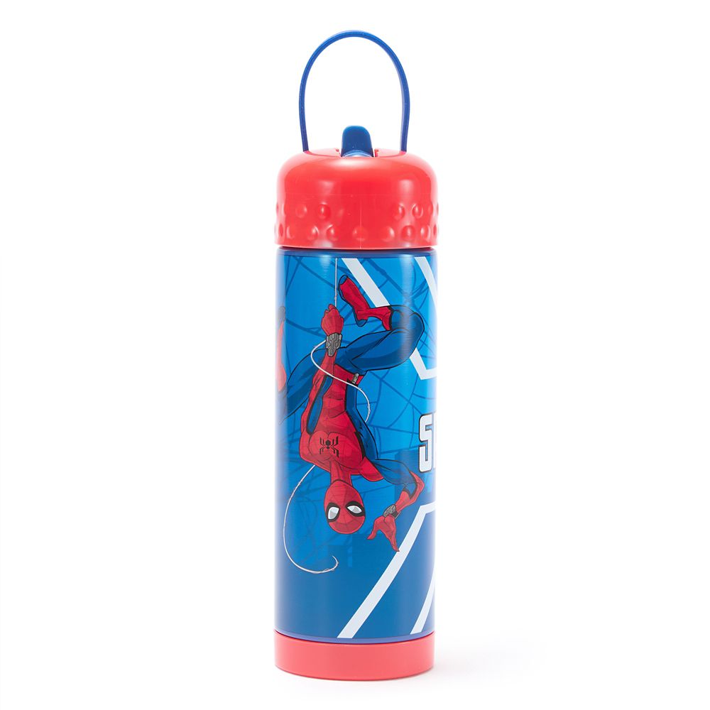 Spider-Man 16 oz. Stainless Steel Water Bottle with Built-In Straw