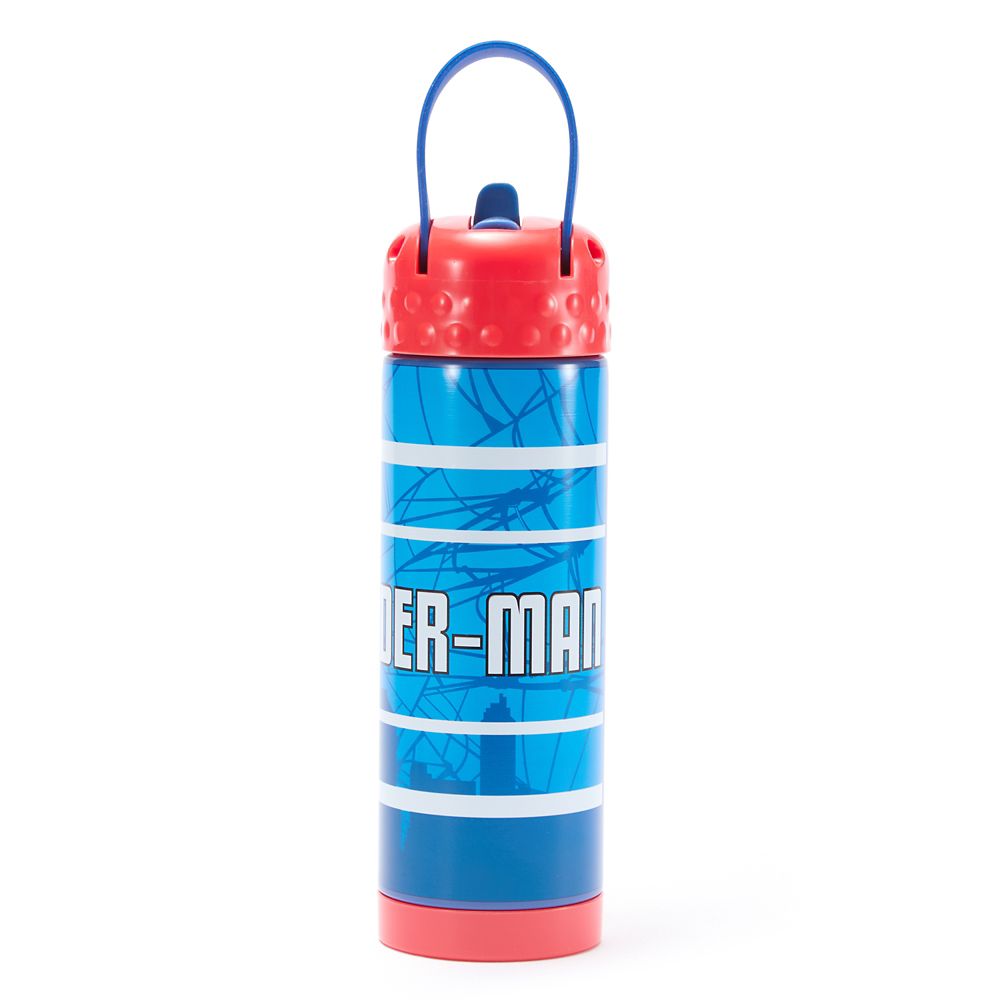 Spider-Man 16 oz. Stainless Steel Water Bottle with Built-In Straw