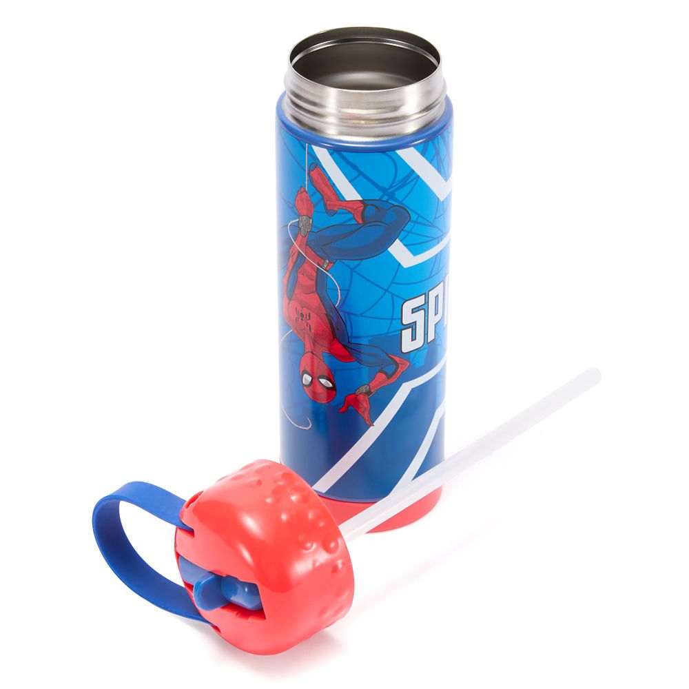 Spider-Man 16 oz. Stainless Steel Water Bottle with Built-In Straw