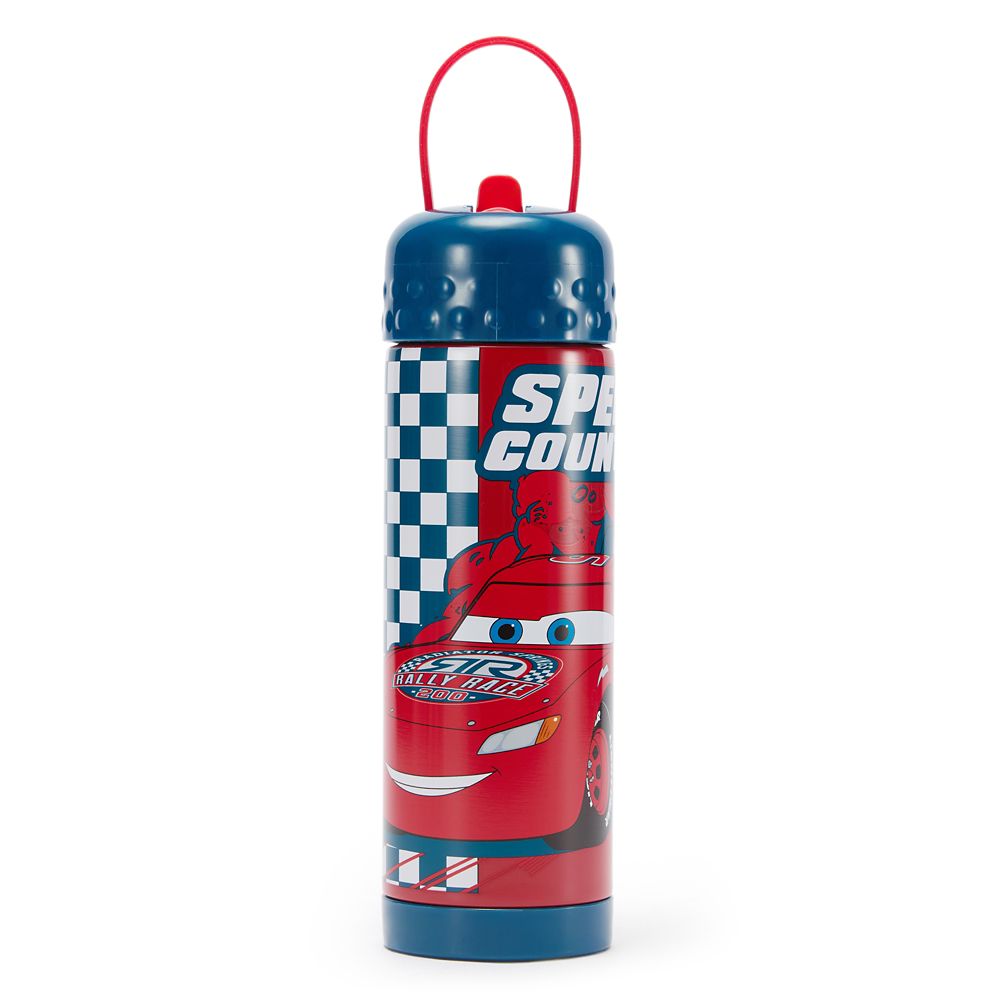Lightning McQueen 16 oz. Stainless Steel Water Bottle with Built-In Straw &ndash; Cars