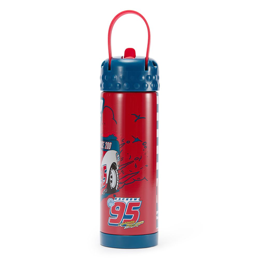 Lightning McQueen 16 oz. Stainless Steel Water Bottle with Built-In Straw &ndash; Cars