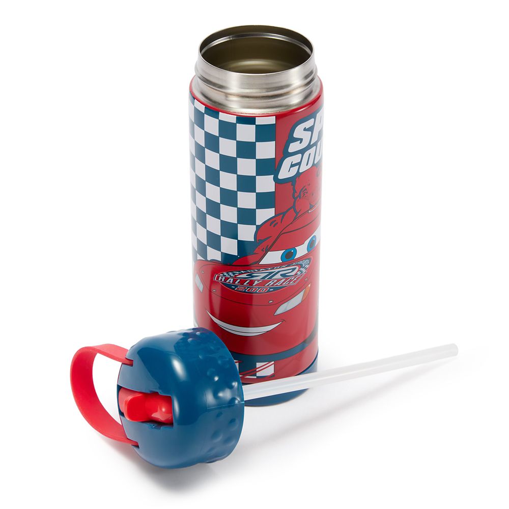 Lightning McQueen 16 oz. Stainless Steel Water Bottle with Built-In Straw &ndash; Cars