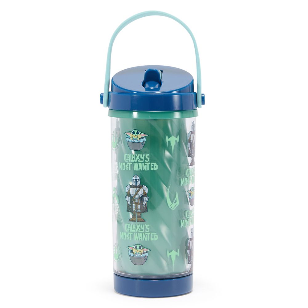 The Mandalorian and Grogu Water Bottle with Built-In Straw &ndash; Star Wars