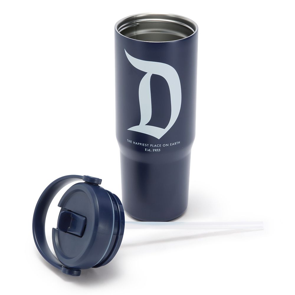 Disneyland 27 oz. Stainless Steel Water Bottle with Built-In Straw &ndash; Navy