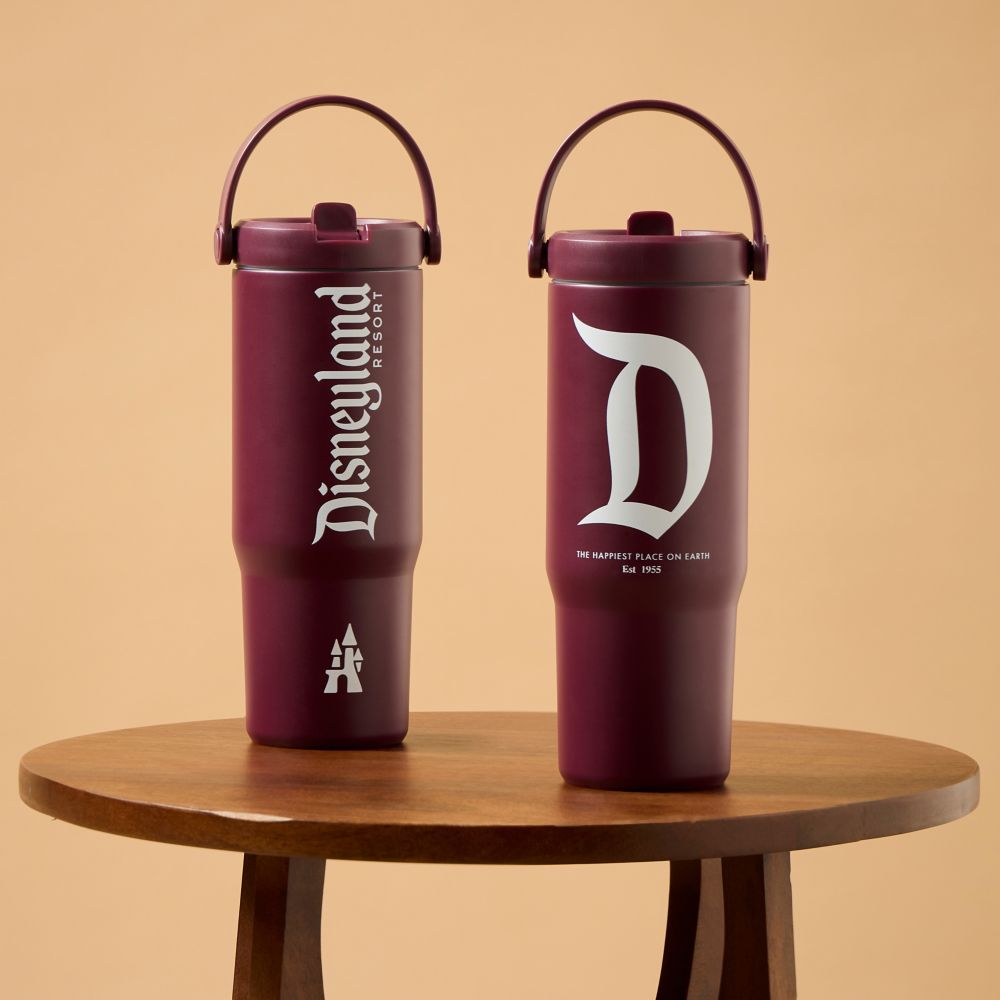 Disneyland 27 oz. Stainless Steel Water Bottle with Built-In Straw &ndash; Maroon