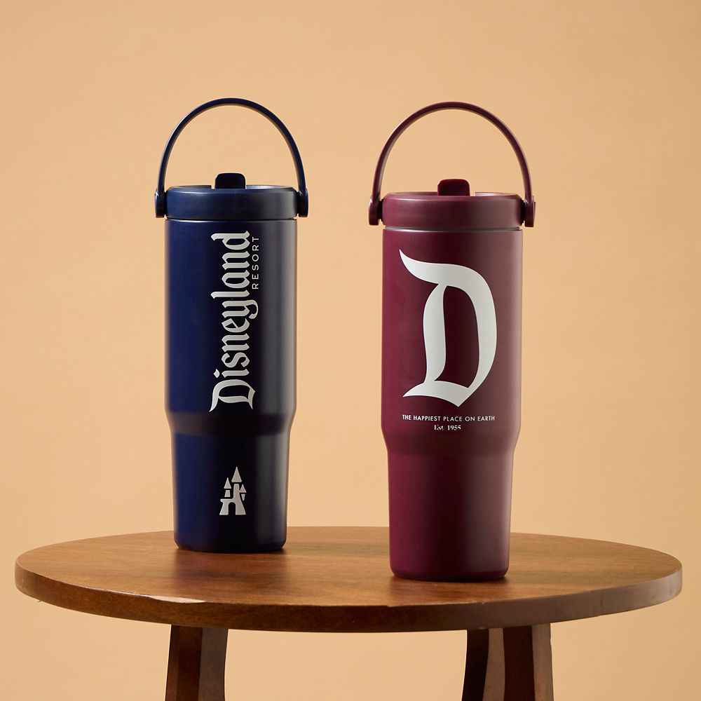 Disneyland 27 oz. Stainless Steel Water Bottle with Built-In Straw &ndash; Maroon