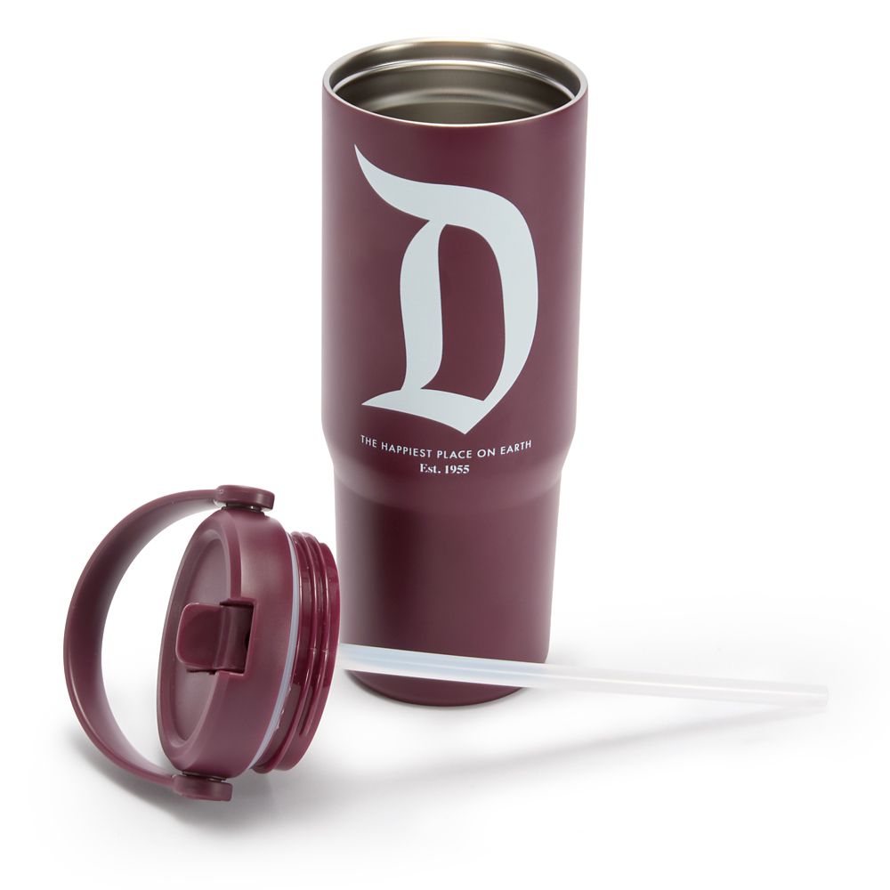 Disneyland 27 oz. Stainless Steel Water Bottle with Built-In Straw &ndash; Maroon
