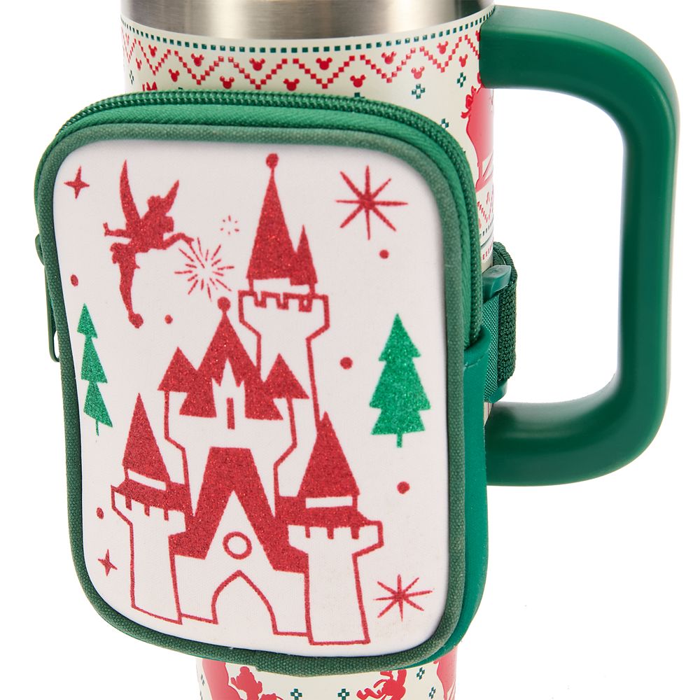 Santa Mickey Mouse 30 oz. Holiday Stainless Steel Travel Tumbler with Straw plus Zip Case