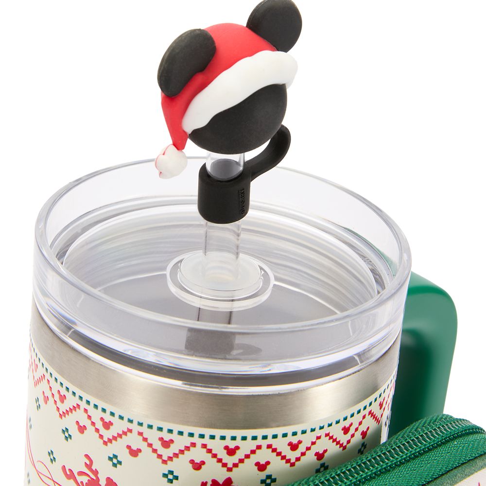 Santa Mickey Mouse 30 oz. Holiday Stainless Steel Travel Tumbler with Straw plus Zip Case