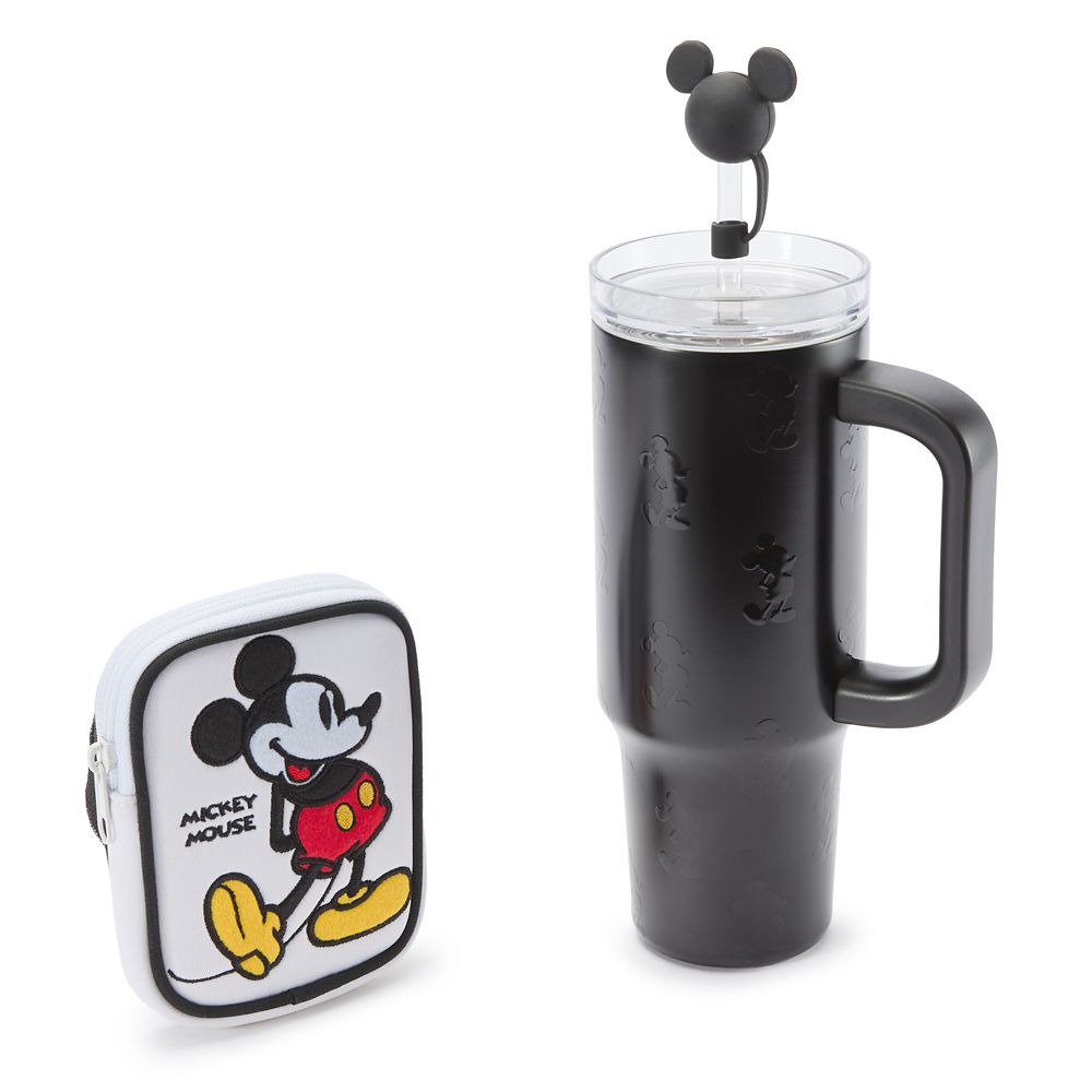 Mickey Mouse Stainless Steel Travel Tumbler with Straw plus Zip Case