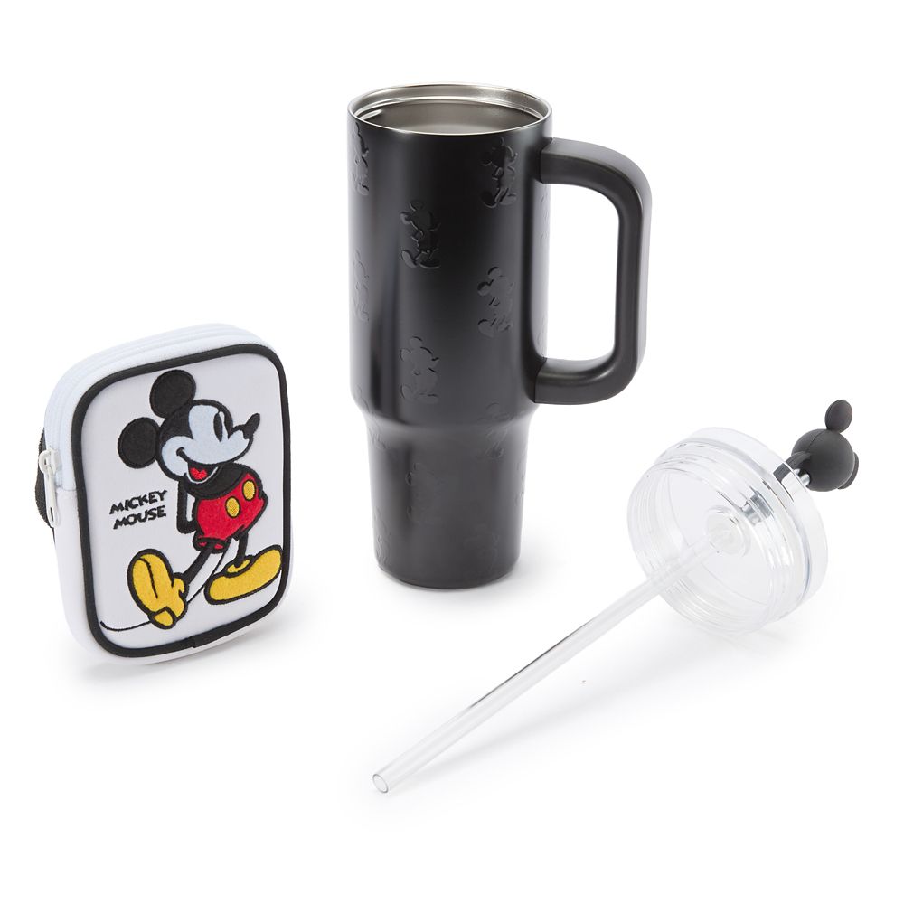 Mickey Mouse Stainless Steel Travel Tumbler with Straw plus Zip Case