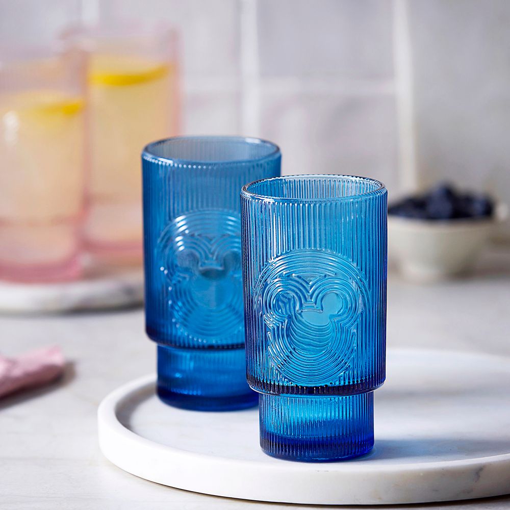 Mickey Mouse Icon Glass Tumbler Set &ndash; Blue