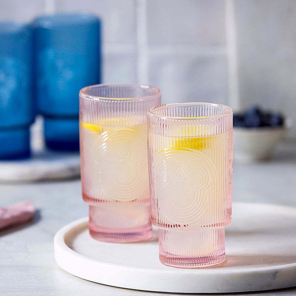 Mickey Mouse Icon Glass Tumbler Set &ndash; Pink