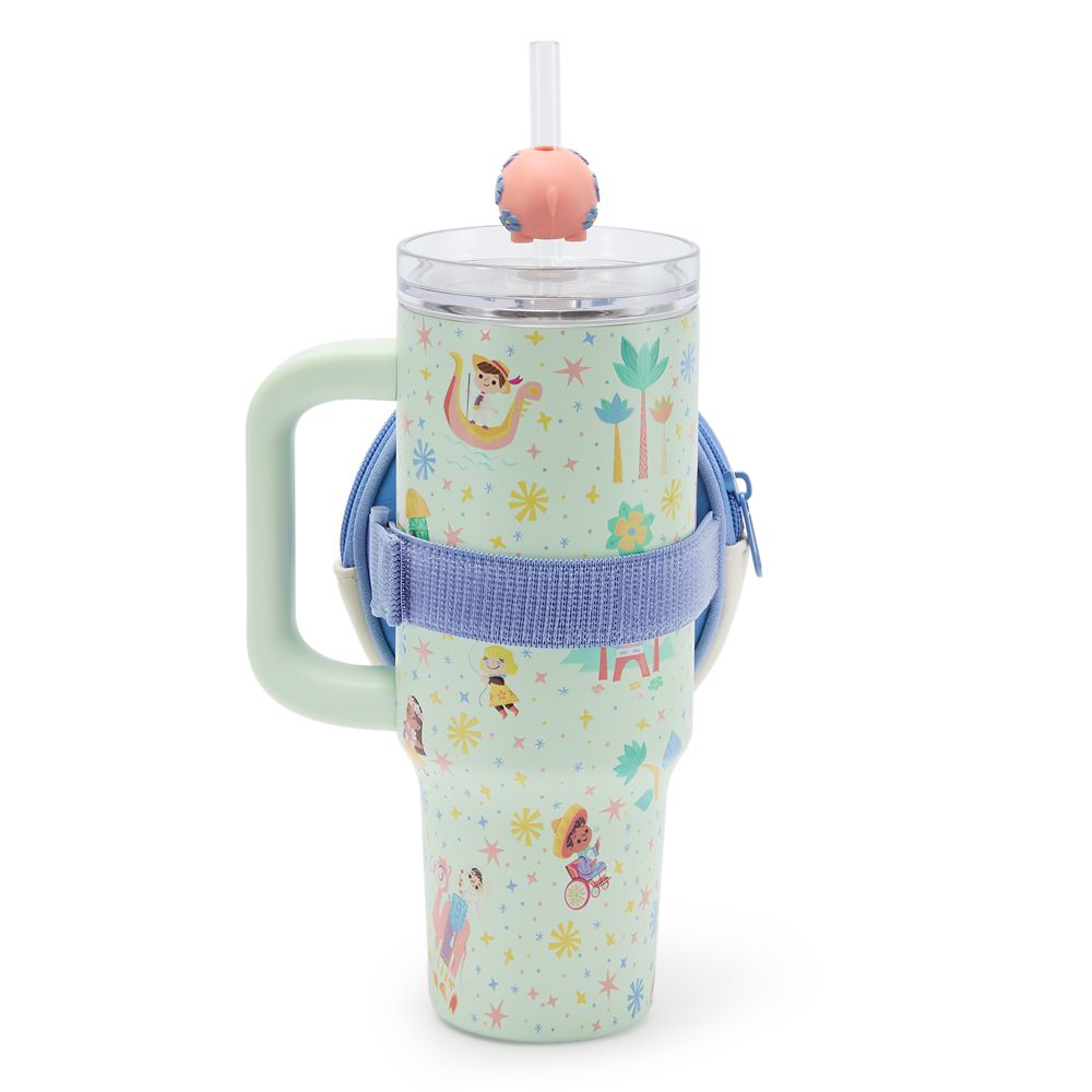 ''it's a small world'' Stainless Steel Travel Tumbler with Straw and Zip Case