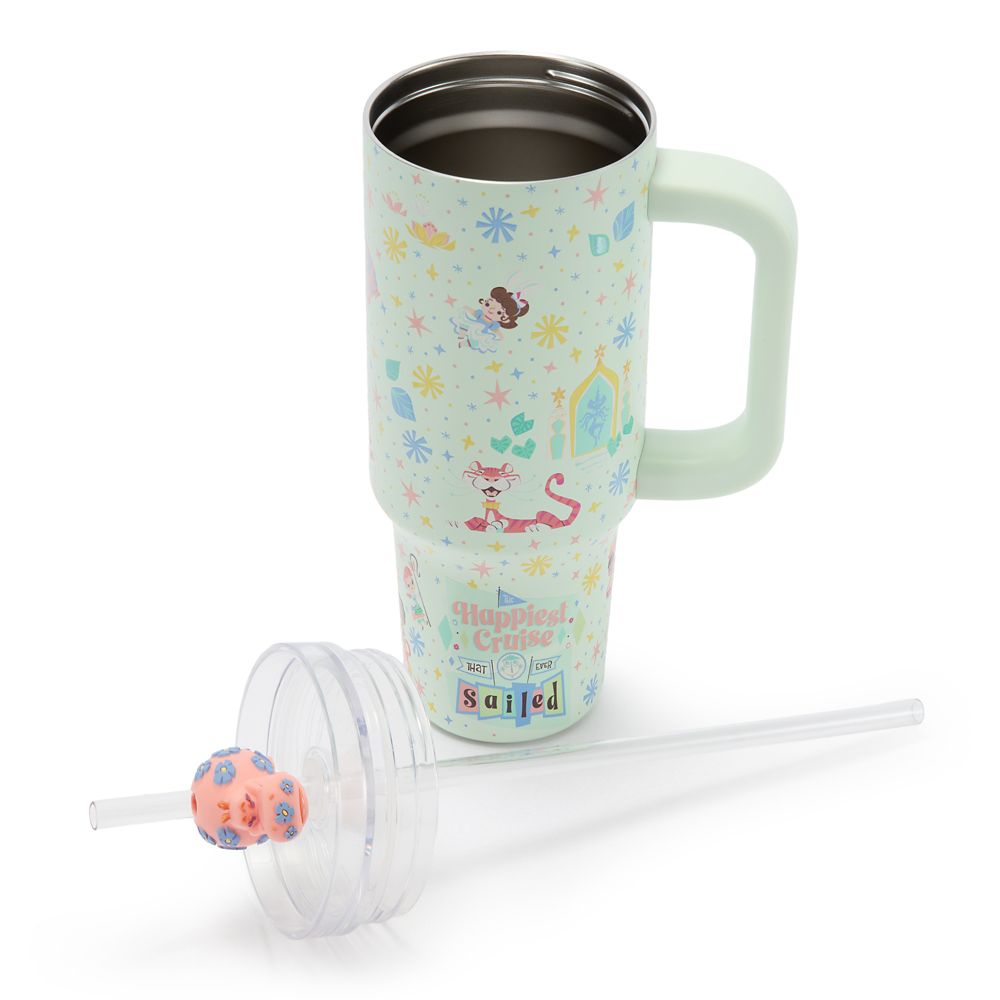 ''it's a small world'' Stainless Steel Travel Tumbler with Straw and Zip Case