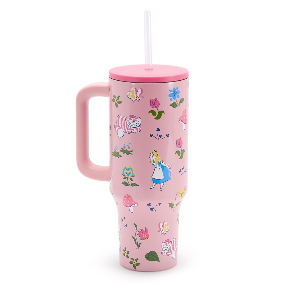 Alice in Wonderland Stainless Steel 40 oz. Tumbler with Straw