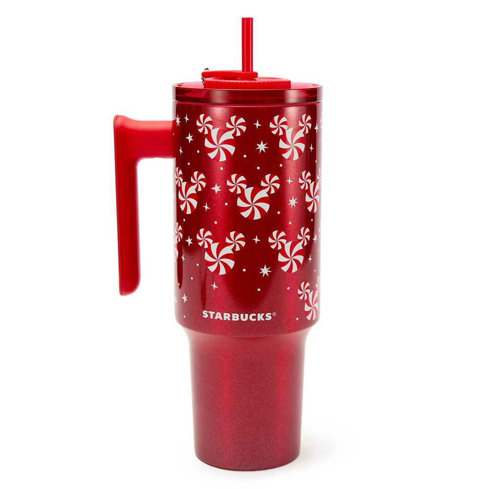 Mickey Mouse Icon Peppermint Swirl 40 oz. Starbucks® Stainless Steel Travel Tumbler with Charm