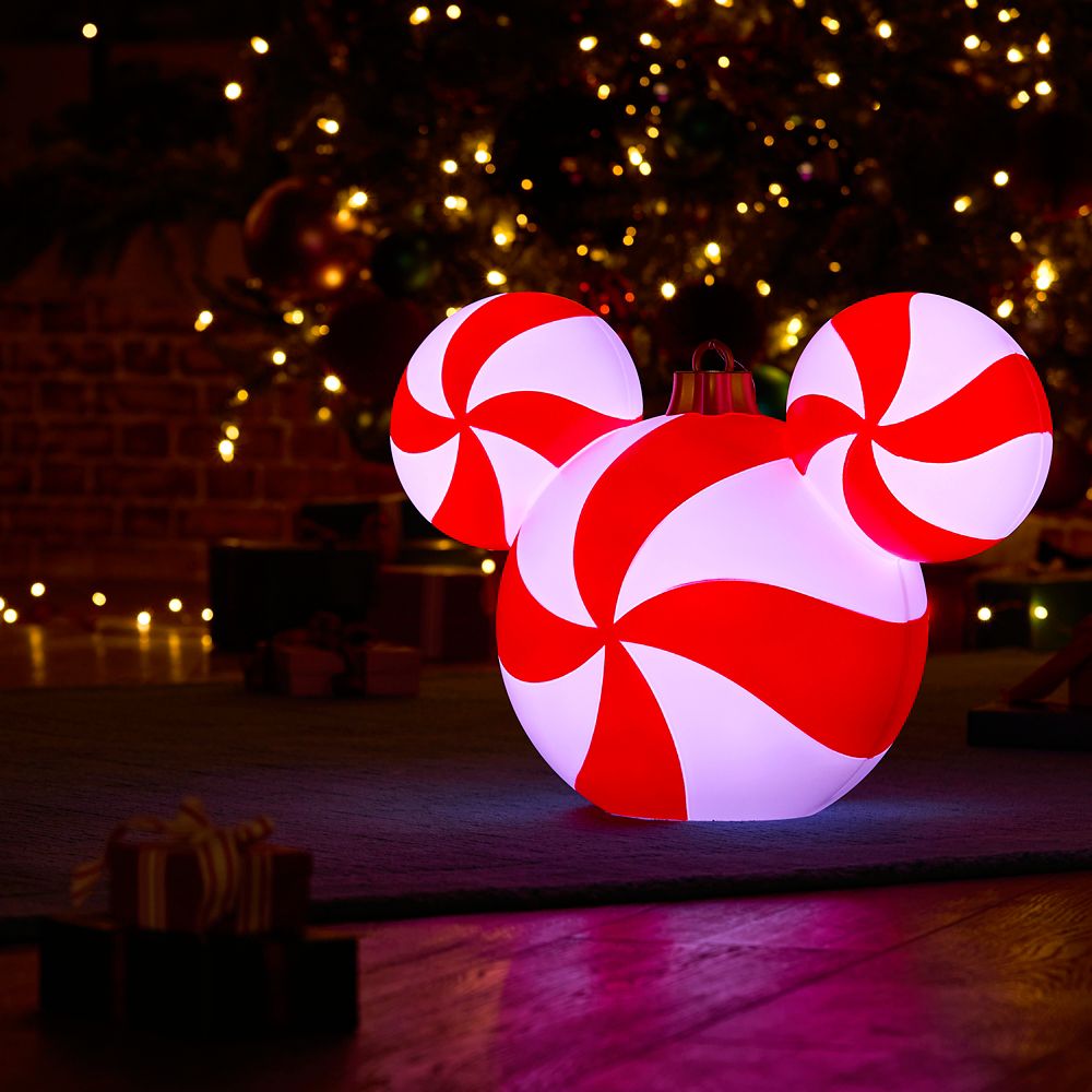 Mickey Mouse Icon Peppermint Swirl Light-Up Ornament &ndash; Large 18''