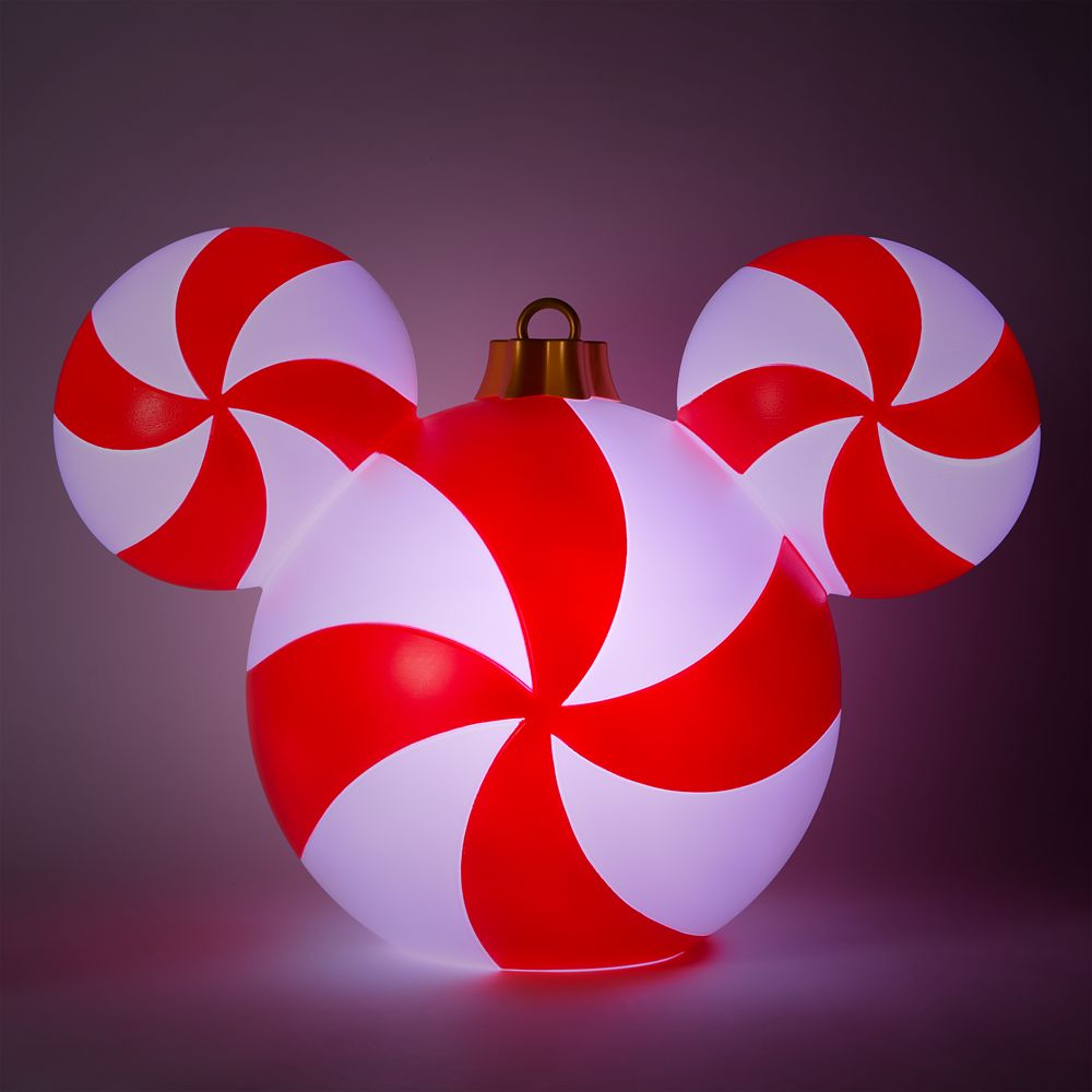 Mickey Mouse Icon Peppermint Swirl Light-Up Ornament - Large