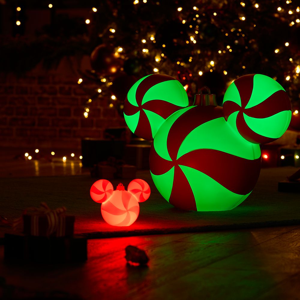 Mickey Mouse Icon Peppermint Swirl Light-Up Ornament - Large