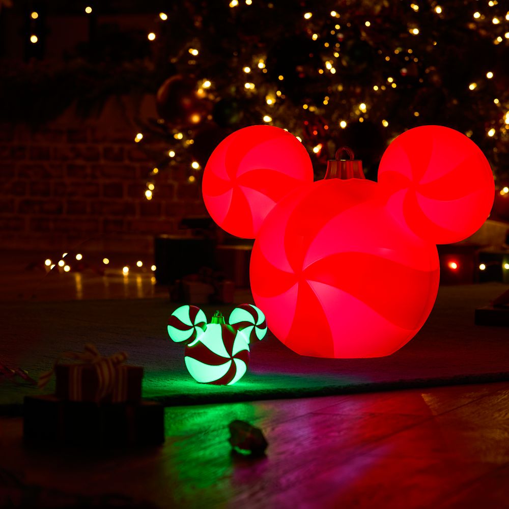 Mickey Mouse Icon Peppermint Swirl Light-Up Ornament &ndash; Large 18''
