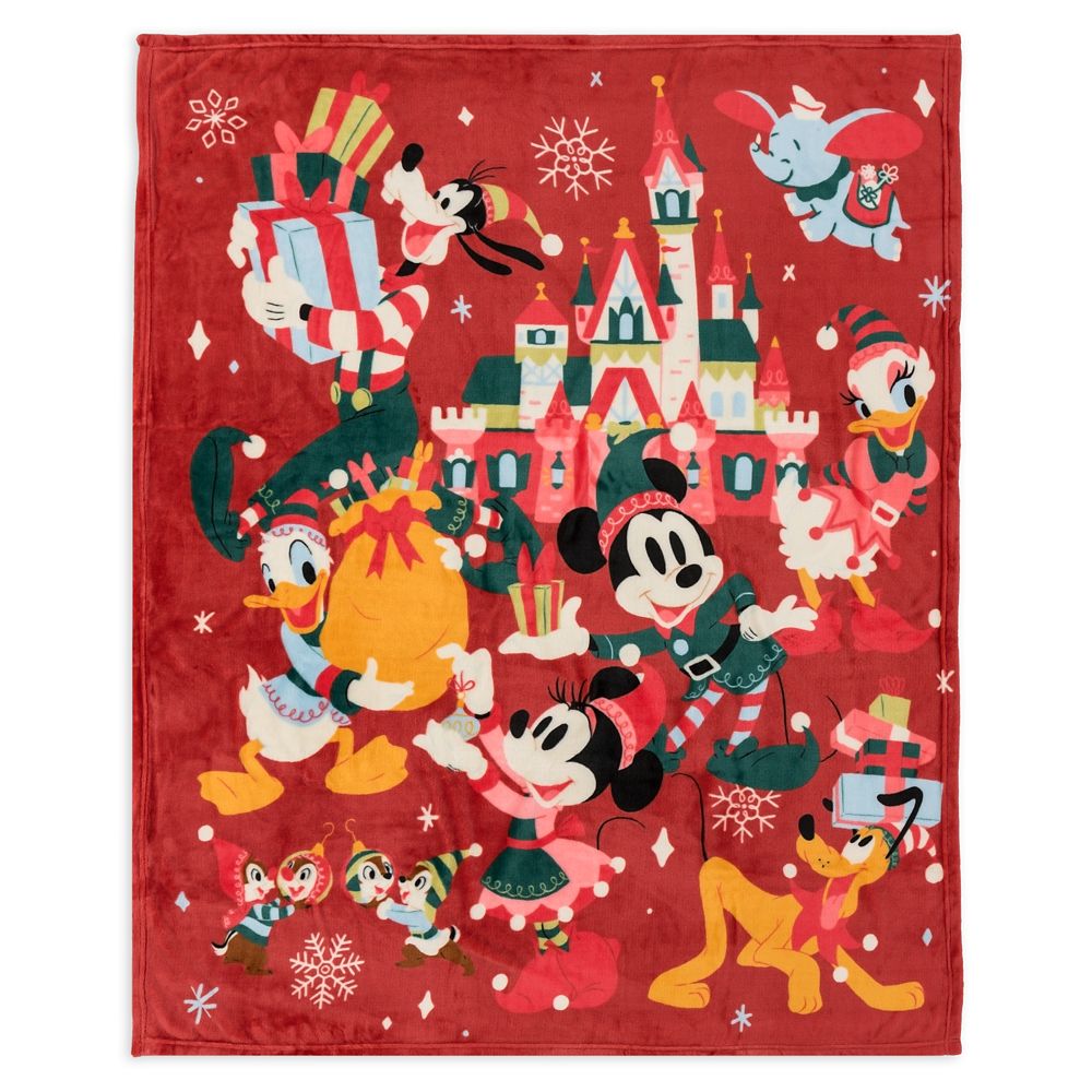 Disney Merriest Wishes Mickey & Friends Reversible Fleece on sale Throw 72x60 in