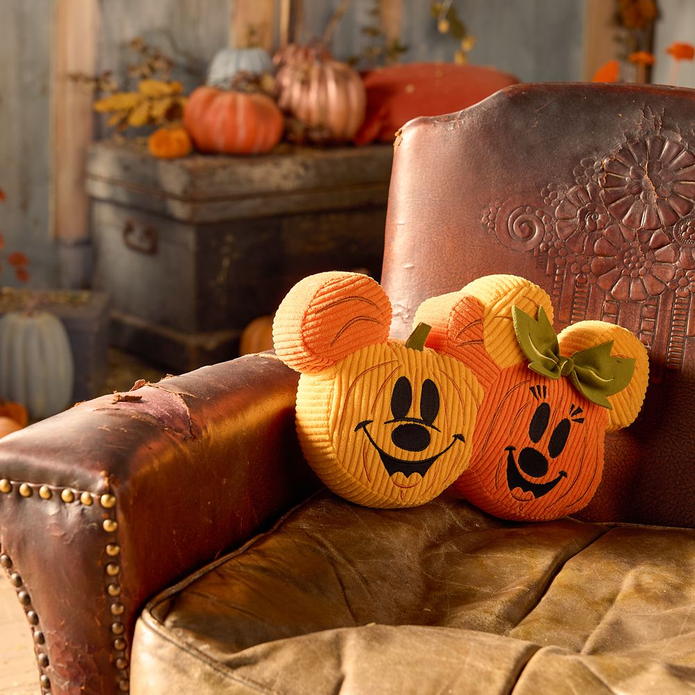Mickey and Minnie Mouse Pumpkin Halloween Throw Pillow