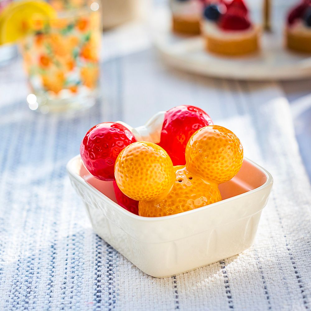 Mickey and Minnie Mouse Fruit Stand Salt and Pepper Shaker Set