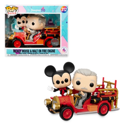 Фигурки Disney Exclusive – Mickey Mouse and Walt Disney on Fire Engine Pop! Rides Vinyl by Funko – Disneyland 70th Anniversary