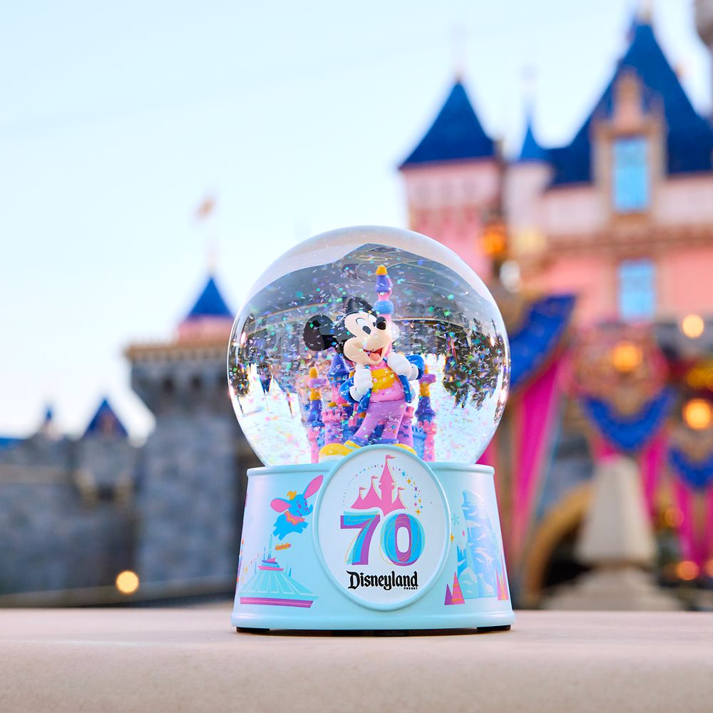Mickey Mouse and Sleeping Beauty Castle Mini Snowglobe - Disneyland 70th Anniversary