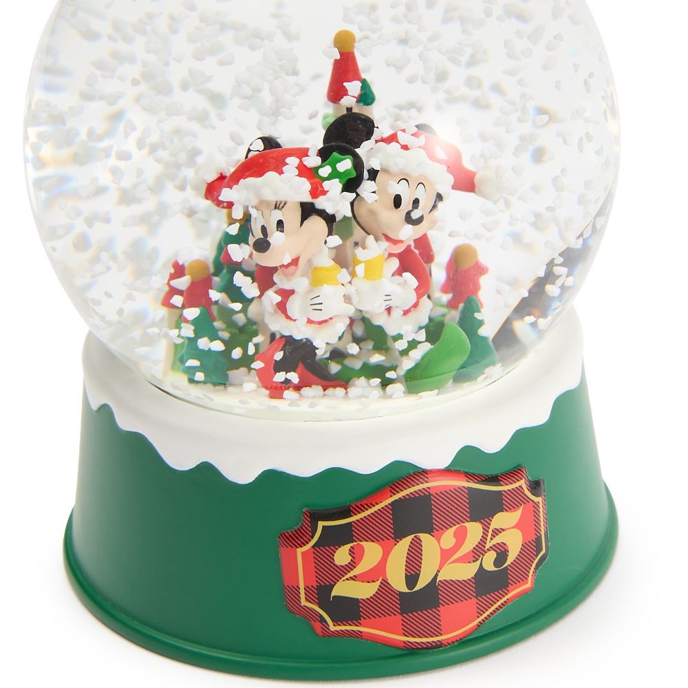 Santa Mickey Mouse and Minnie Mouse Fantasyland Castle Holiday Snowglobe