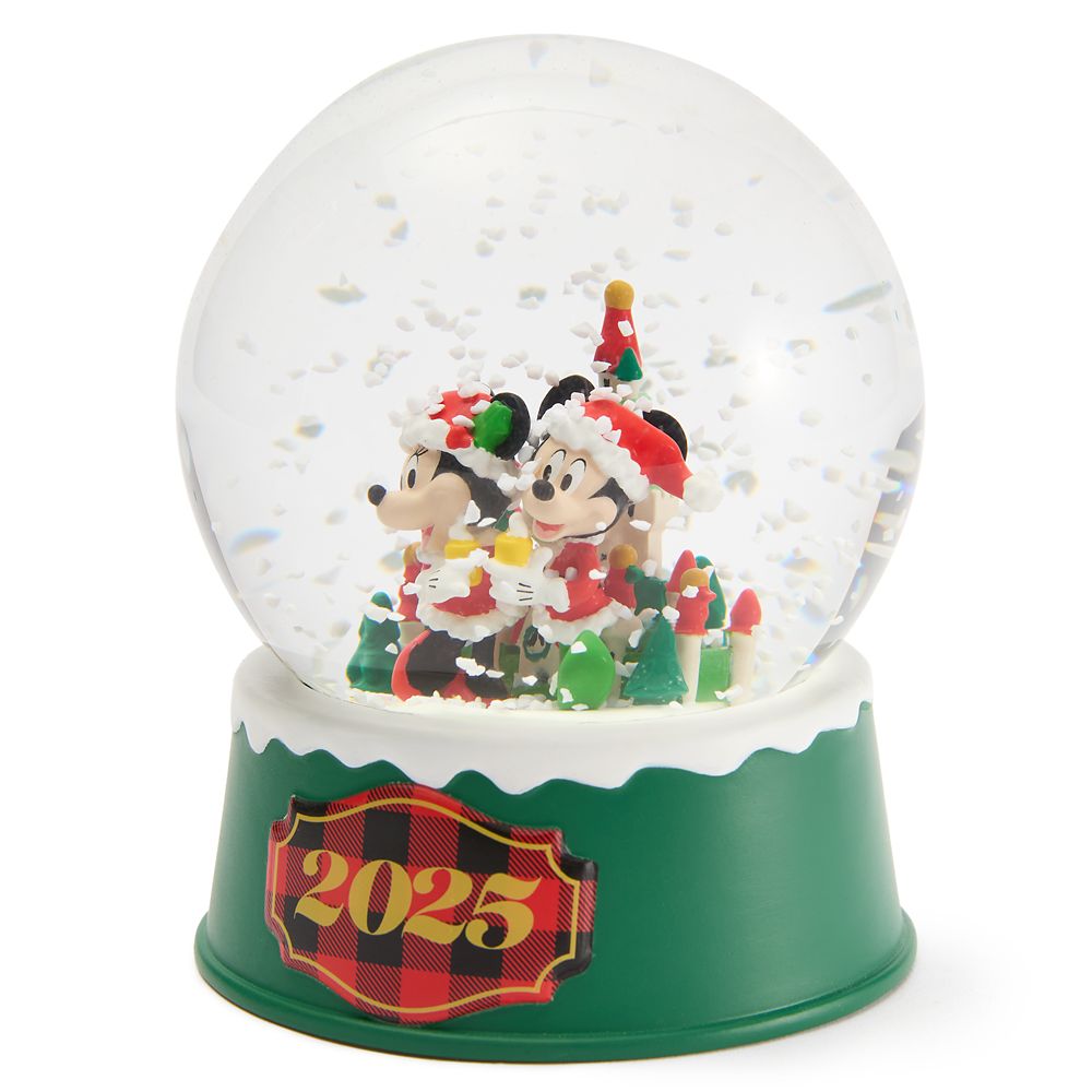 Santa Mickey Mouse and Minnie Mouse Fantasyland Castle Holiday Snowglobe