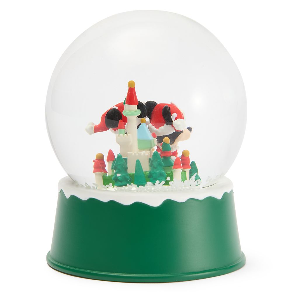 Santa Mickey Mouse and Minnie Mouse Fantasyland Castle Holiday Snowglobe