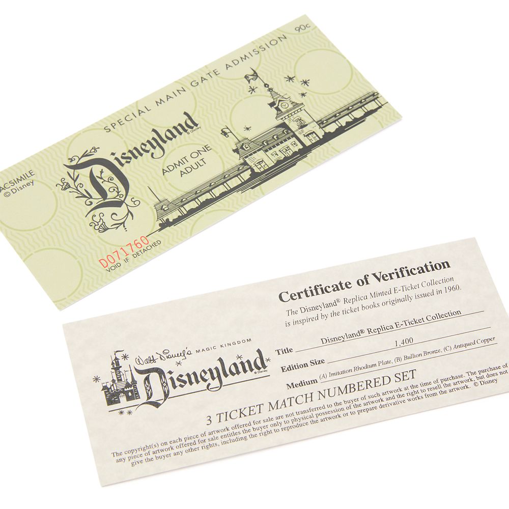 Disneyland 70th Anniversary Replica Opening Day Attraction Tickets Set