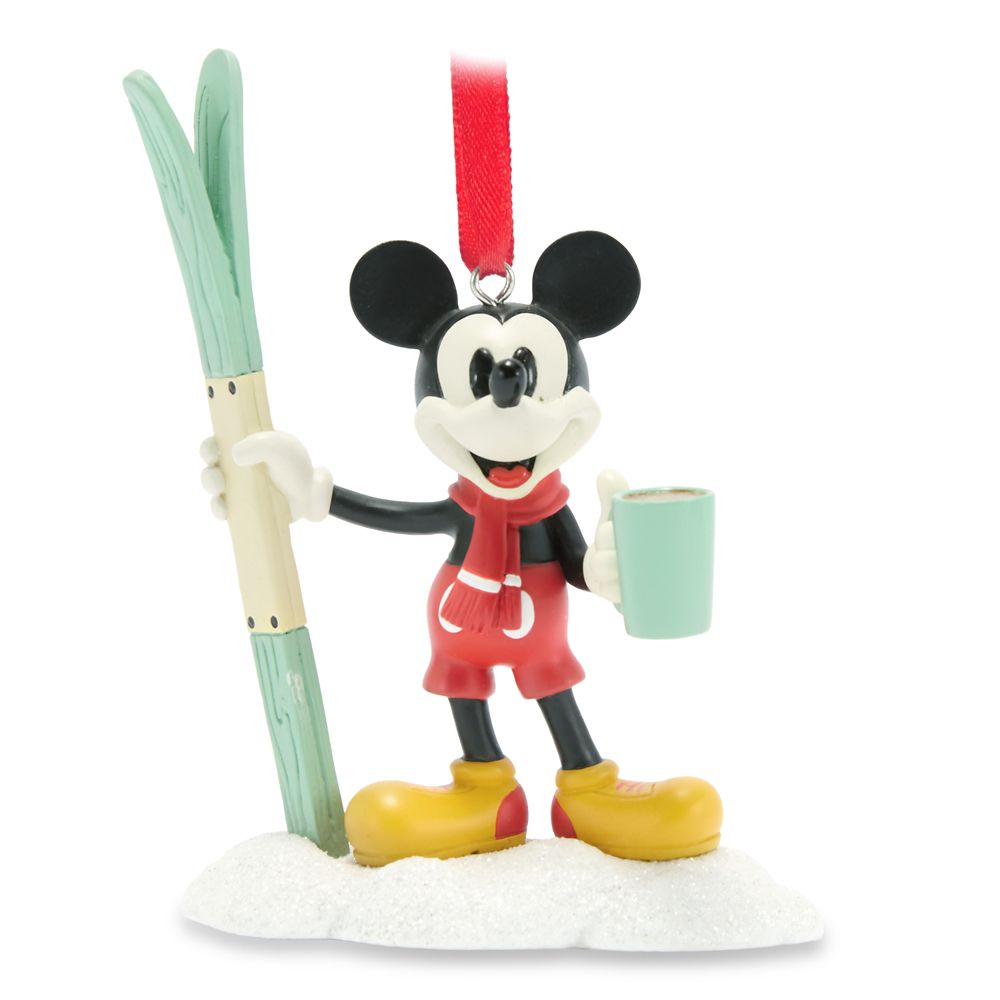 Mickey Mouse with Skis Figural Ornament