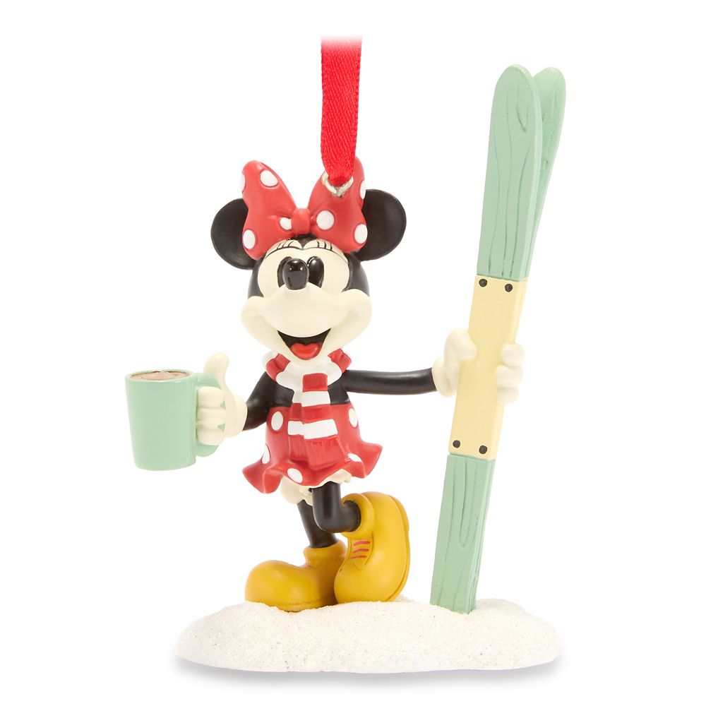 Minnie Mouse with Skis Figural Ornament
