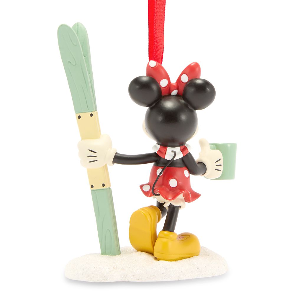 Minnie Mouse with Skis Figural Ornament