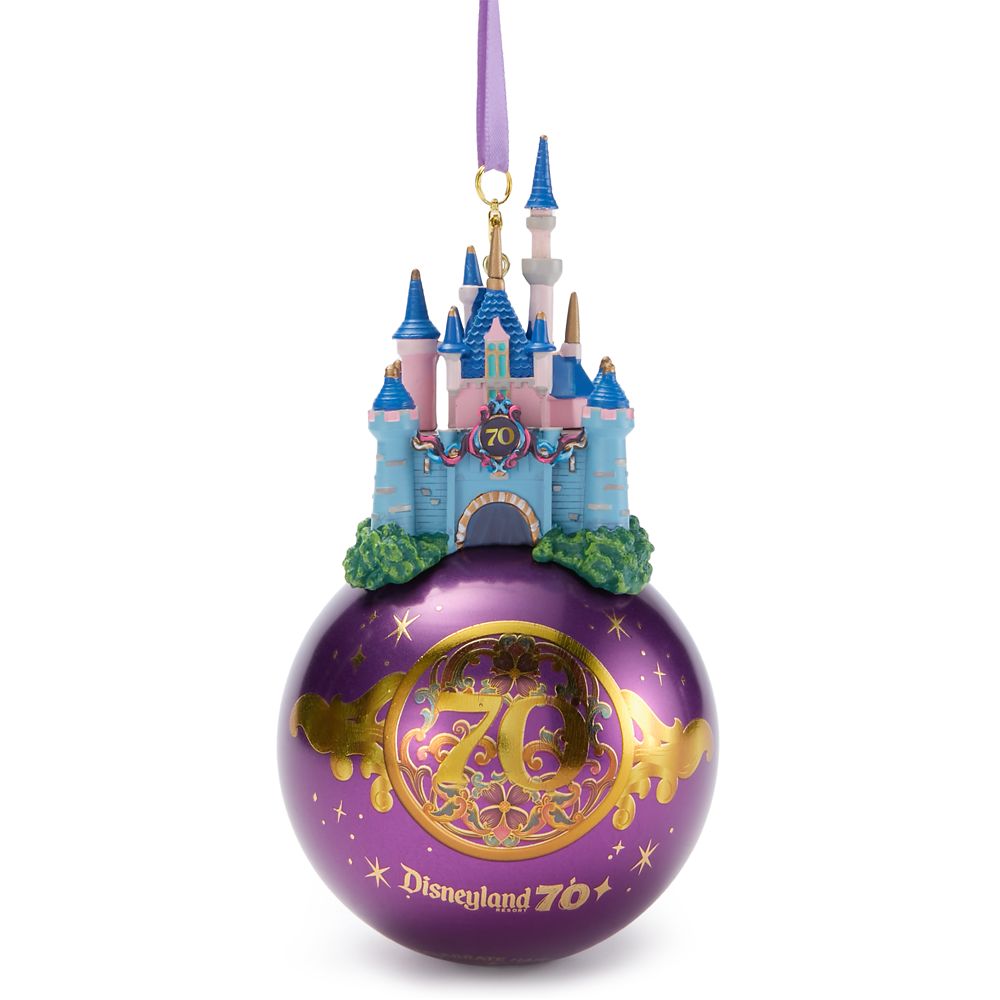 Sleeping Beauty Castle Glass Ball Ornament  Disneyland 70th Anniversary
