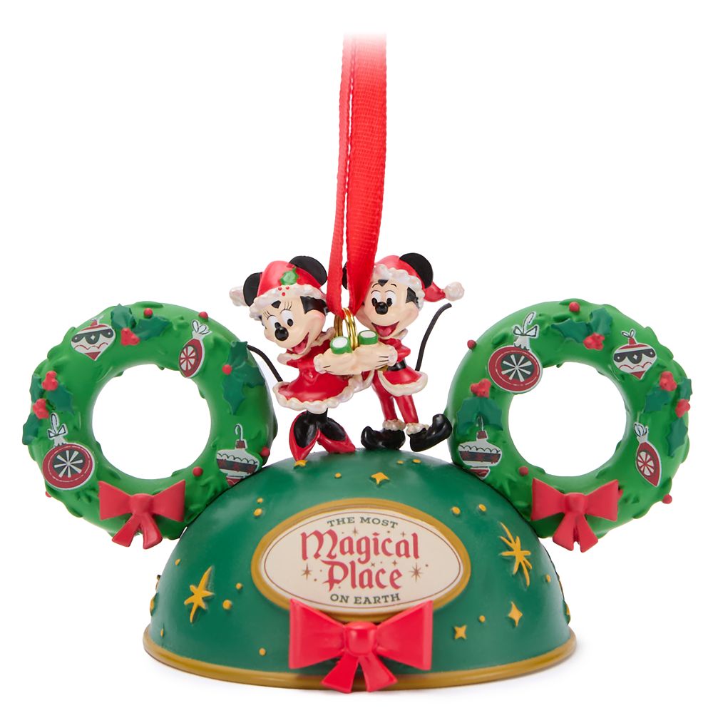 Santa Mickey and Minnie Mouse Holiday Ear Hat Ornament  Walt Disney World
