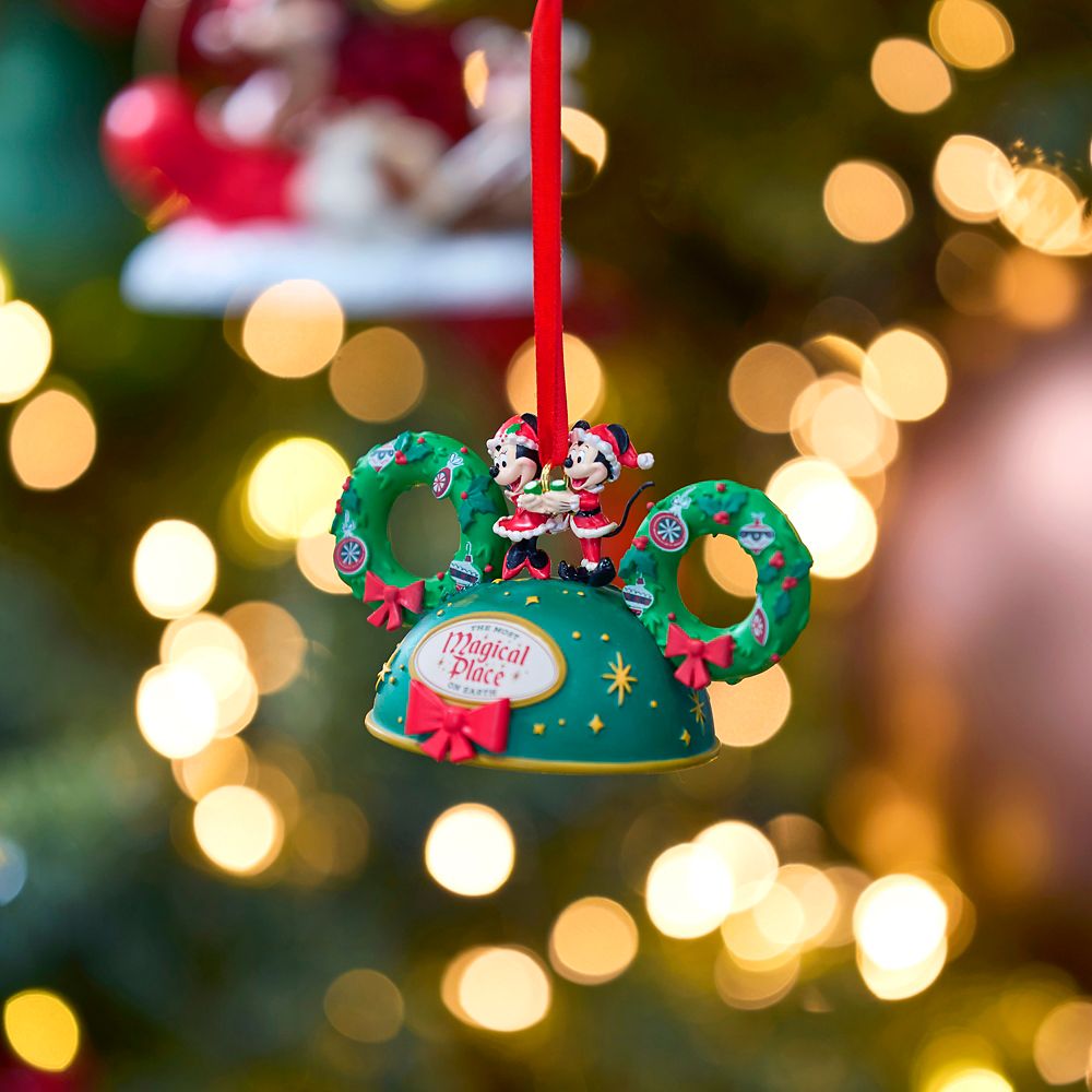 Santa Mickey and Minnie Mouse Holiday Ear Hat Ornament &ndash; Walt Disney World