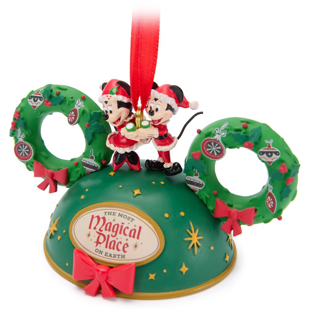 Santa Mickey and Minnie Mouse Holiday Ear Hat Ornament &ndash; Walt Disney World