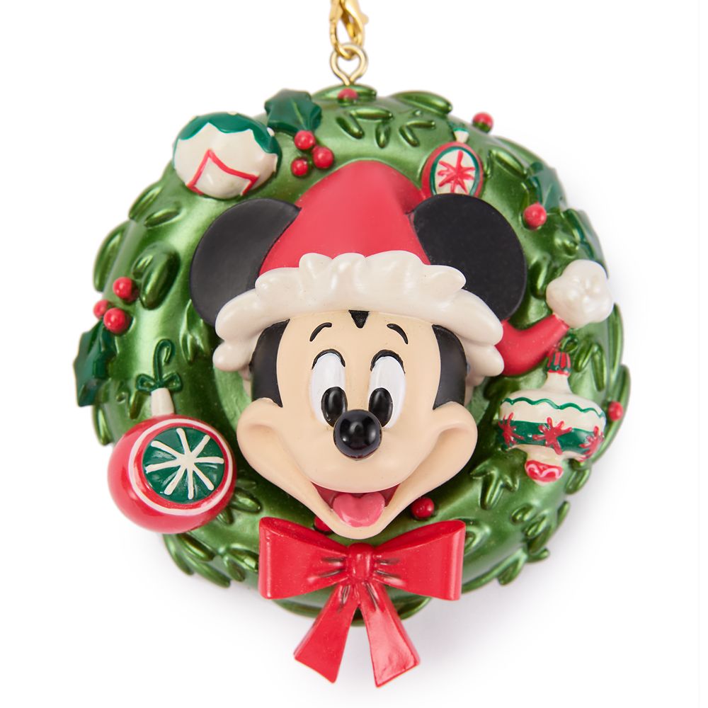 Santa Mickey Mouse Holiday Wreath Ornament