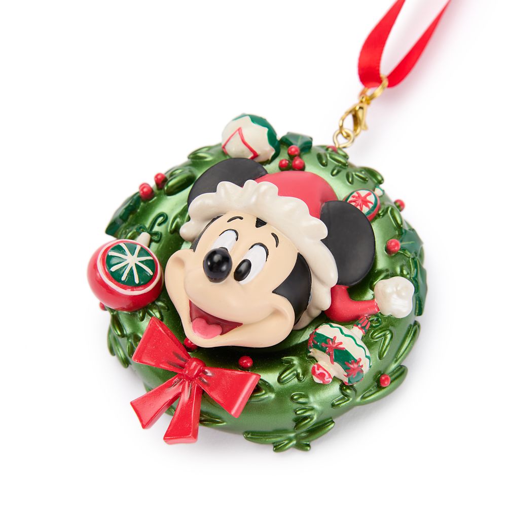 Santa Mickey Mouse Holiday Wreath Ornament