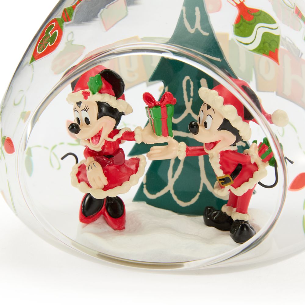 Santa Mickey and Minnie Mouse ''Happy Holidays 2025'' Glass Ornament