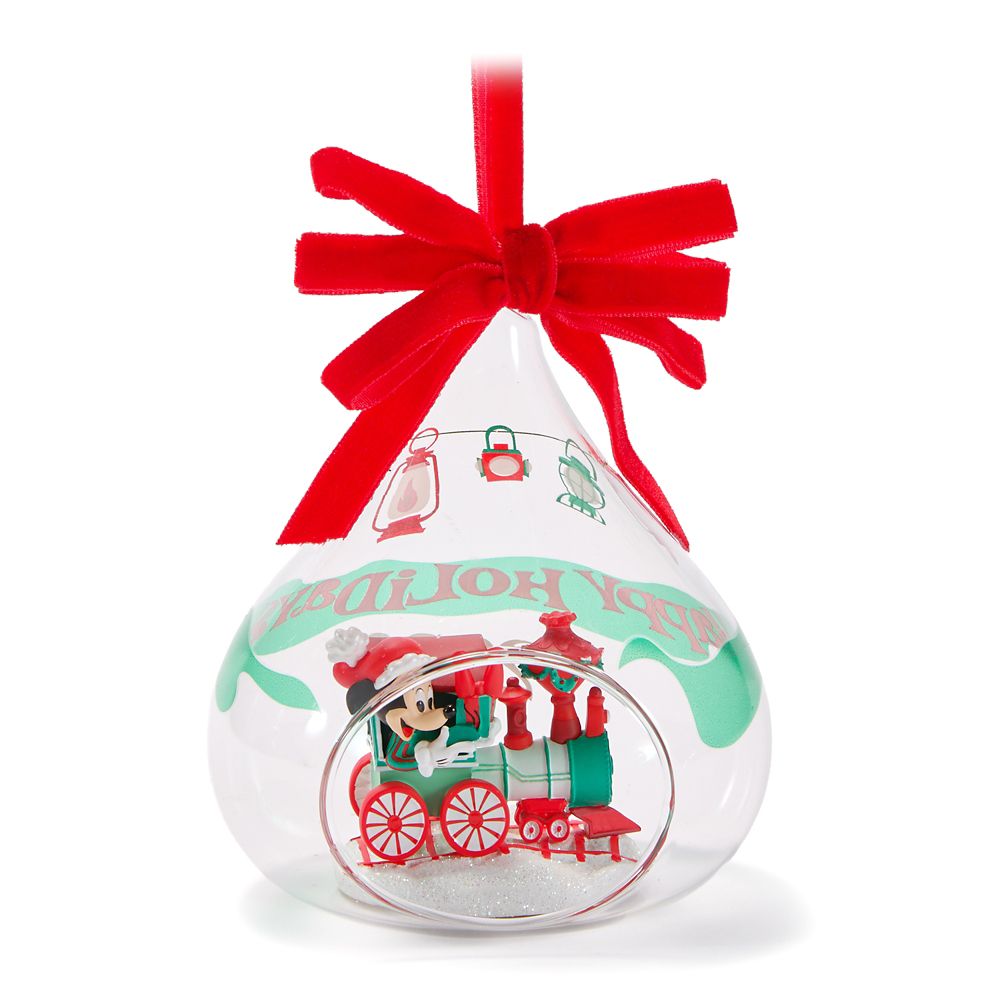 Santa Mickey Mouse on Train Glass Droplet Ornament 2026