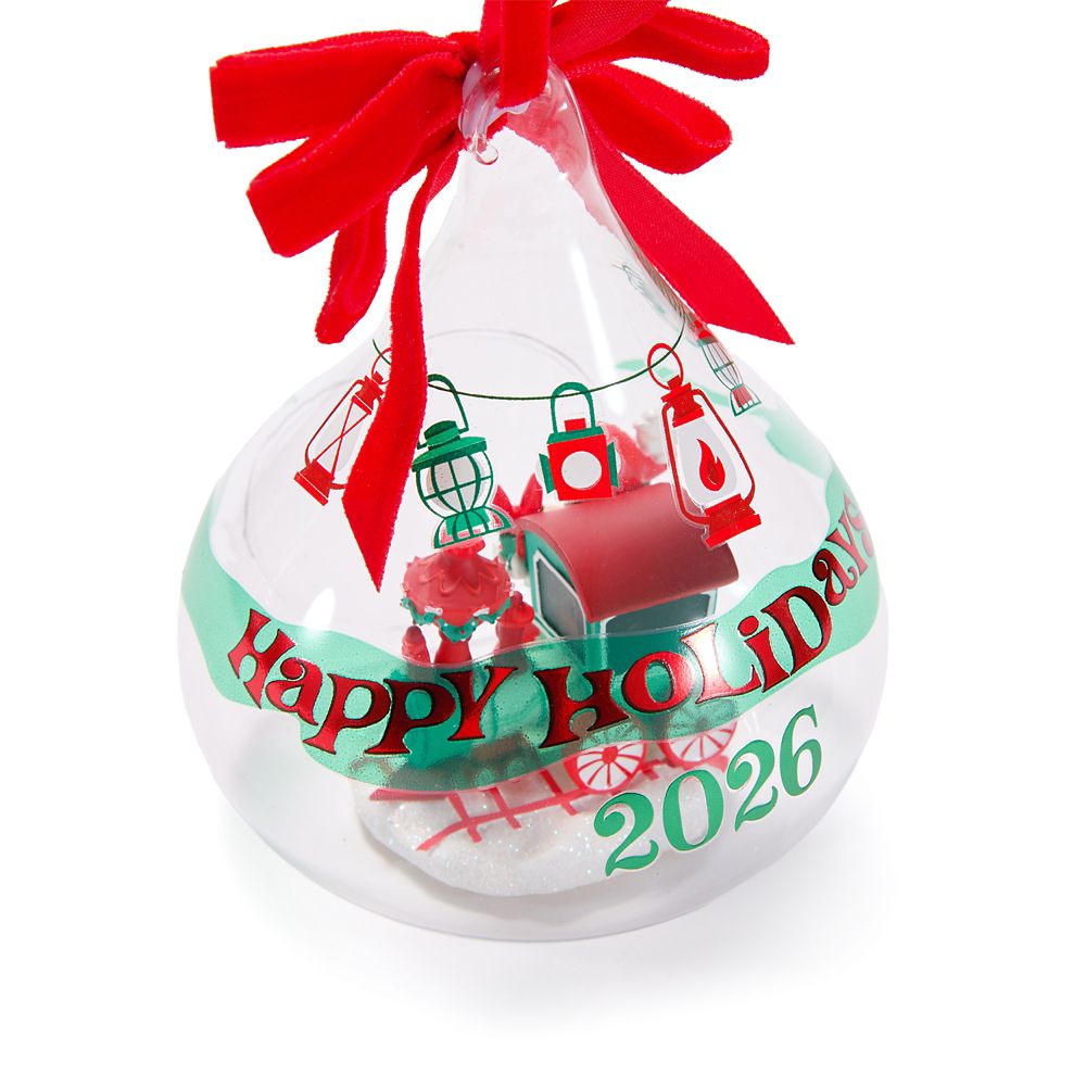 Santa Mickey Mouse on Train Glass Droplet Ornament 2026