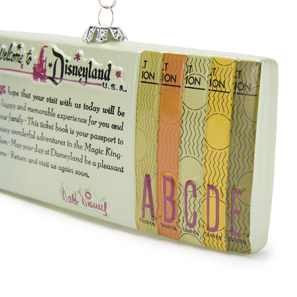 Disneyland Ticket Book Blown Glass Ornament - Disneyland 70th Anniversary