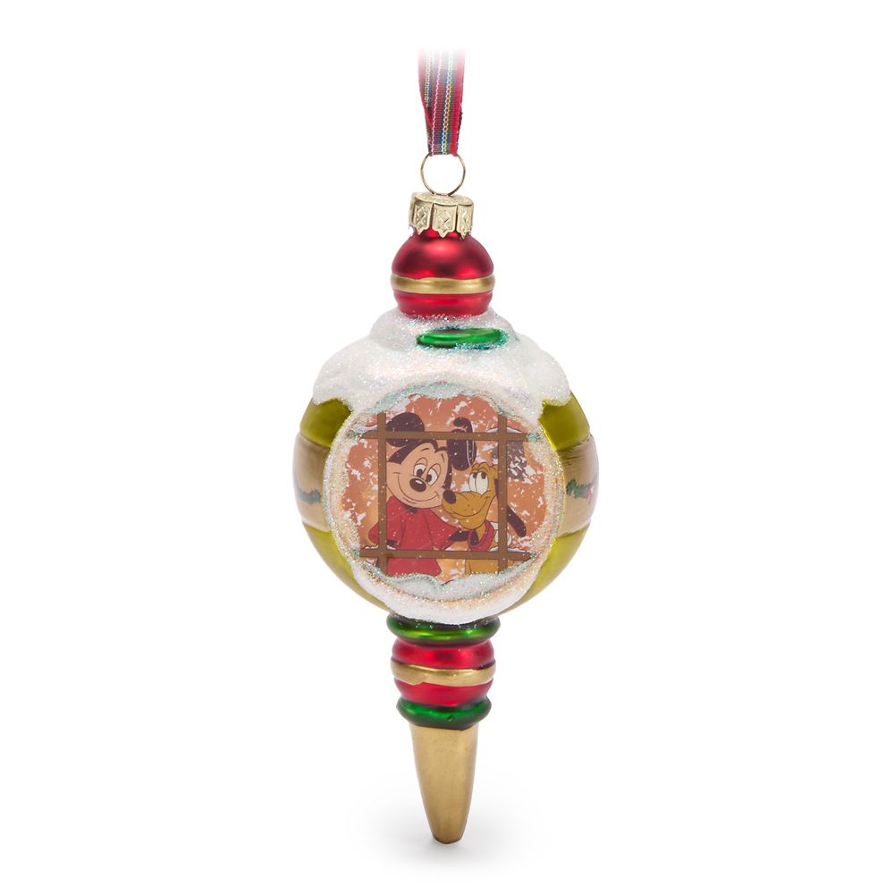 Mickey Mouse and Pluto Glass Droplet Ornament &ndash; Pluto's Christmas Tree