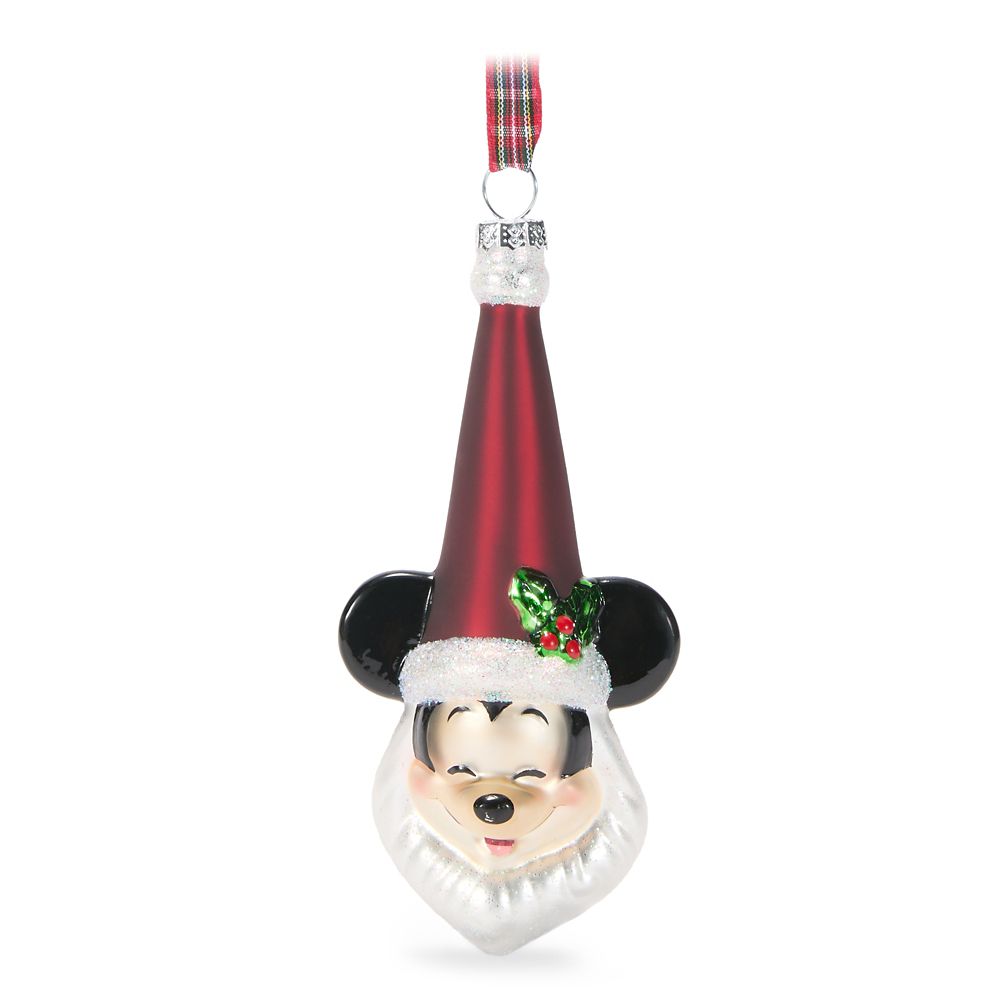 Mickey Mouse as Santa Claus Glass Ornament