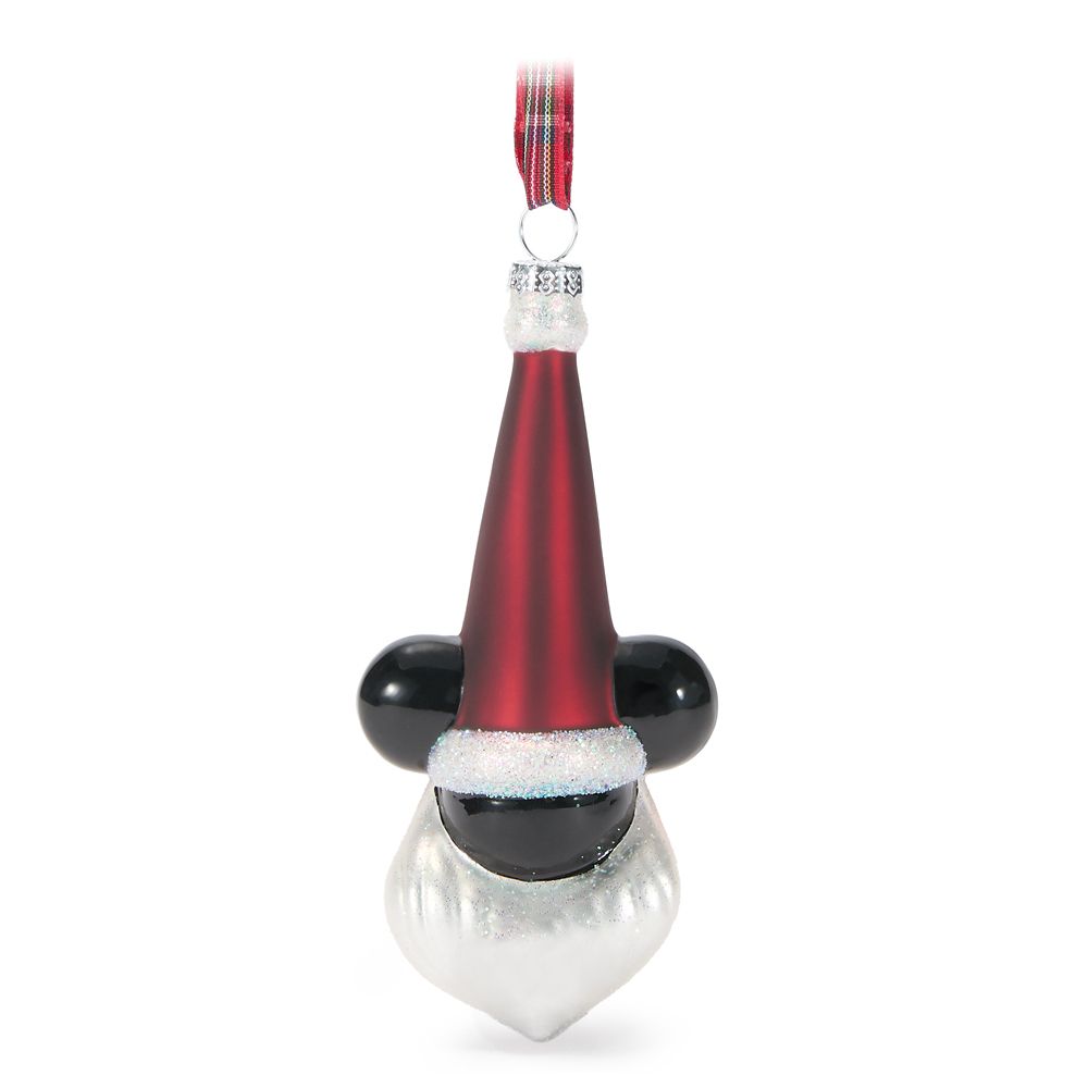 Mickey Mouse as Santa Claus Glass Ornament
